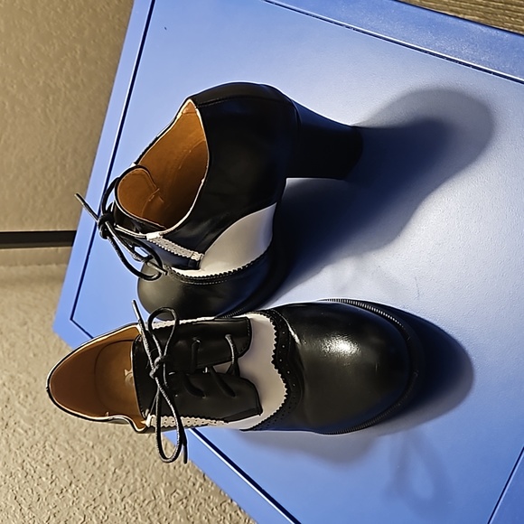 Odema Womens PU Leather Oxfords Wingtip Lace up Mid Heel Pumps Shoes … - Picture 1 of 7